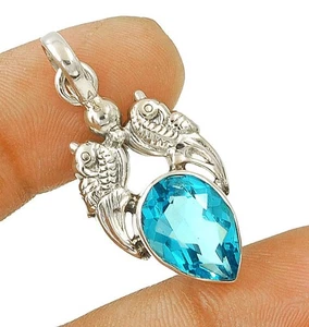 3CT Natural Flawless Blue Topaz 925 Sterling Silver Pendant Jewelry @B14-3 - Picture 1 of 1