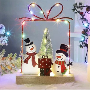 Snowman Christmas Tabletop Decor LED Lighted Gift Box Holiday Ornament - Picture 1 of 5