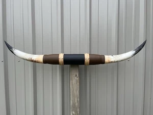 MOUNTED STEER HORNS 4 feet 1 Inch LONGHORN POLISHED MOUNT BULL COW - Picture 1 of 1