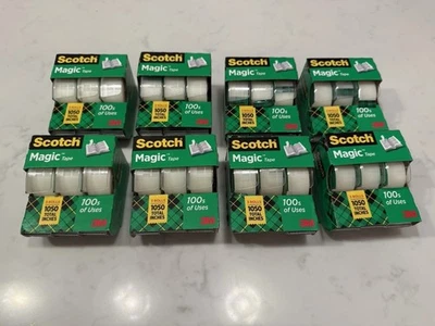 Lote de 8 dispensadores de cinta mágica escocesa, transparente, 3/4 pulg. x 325 pulgadas, 3 dispensadores  Foto 1 de 4