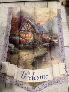 Welcome garden Flag Thomas Kinkade The Hamilton Collection - Picture 1 of 5