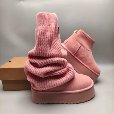 尺寸 5-9 UGG 经典迷你 Dipper 暖腿靴粉色黎明(女式)11178990-PDW — 第 1/4 张图片