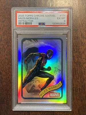 Miles Morales 2025 Topps Chrome Marvel Refractor Card-#176 Spider-Man PSA 6 - Image 1 of 2