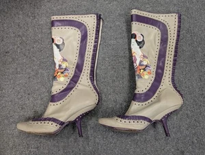 Irregular Choice Steam Punk Geisha Beige Lila Stiletto Stiefel Gr. 4 (T34) - Bild 1 von 10