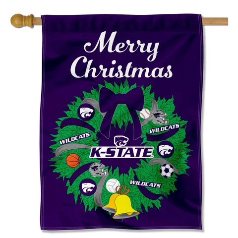 Kansas State University Happy Holidays Christmas Decorative House Flag Cover