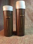 Vintage Thermos Wood Grain Finish set of two. 12" 13" Vacuum Thermos 1970s