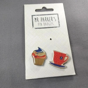 Cupcake & Teacup London Mr. Parkers Enamel Lapel Hat Jacket Lanyard Pins - Picture 1 of 2