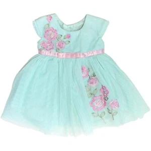 Jona Michelle Girl's Floral Mesh Dress Mint - Picture 1 of 3