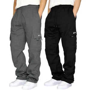 Mens New Elasticated Cargo Combat Work Cotton lightweight Trousers Pants Bottoms - Picture 1 of 11