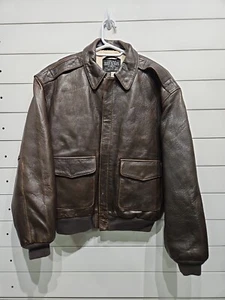 Vtg Avirex Type A-2 BROWN Leather Flight Jacket US Army Air Forces Mens L MAP - Picture 1 of 12
