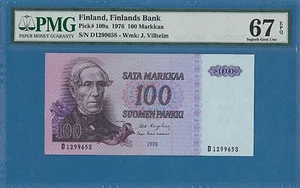 Finlandia 100 Markkaa, 1976, Superba Gemma UNC-PMG67EPQ, P109a - Foto 1 di 2