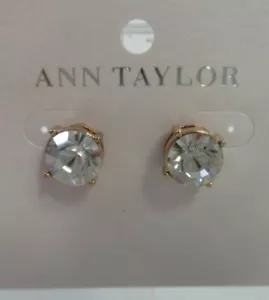 Ann Taylor Women's Crystal Solitaire Round Stone Earrings NWT 29.50 - Picture 1 of 6