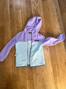 LANDS END Zip Fleece Colorblock Jacket Size 6 Girls Purple Blue - Picture 1 of 6