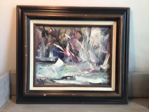 Vintage Original Framed Abstract Oil on Canvas Painting by D. A. Kent 1974 - Picture 1 of 9
