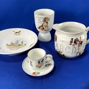 Vtg Child’s Porcelain lot ABC Creamer Nippon Tea Cup House That Jack eggcup dish - Picture 1 of 14