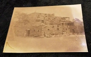 Vintage Black & White Old Stone House Building Structure People 5x7 Photograph - Picture 1 of 9