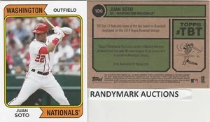 Juan Soto WASHINGTON NATIONALS TOPPS 2019 THROWBACK 1974 BASEBALL TBT 100 1153 - Picture 1 of 3