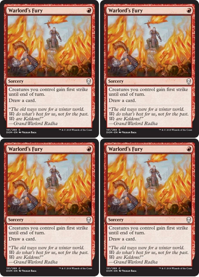 MTG - 4x WARLORD'S FURY - Dominaria (C) - Image 1 of 1