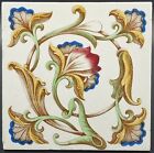 Art Nouveau Fireplace Tile Transfer And Hand Tinted Tile C1905 Ae2