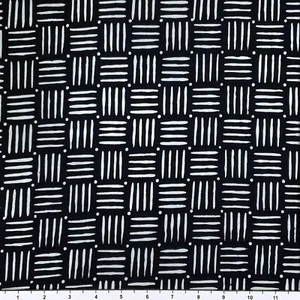 3 Yards Lunn Fabrics Exclusive Black & White Batik Textile Checker Grid Cotton - Picture 1 of 1