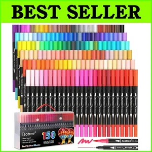 Vibrant 150 Dual-Tip Markers - Fine & Brush Pens for Kids and Adult Art Projects - Picture 1 of 9