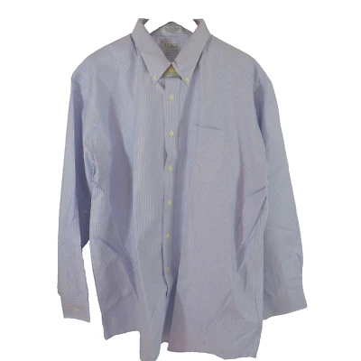 LL Bean Long Sleeve Chino Shirt Mens 18 - 35 Oxford Cloth Gray Stripe NEW! - Image 1 of 4