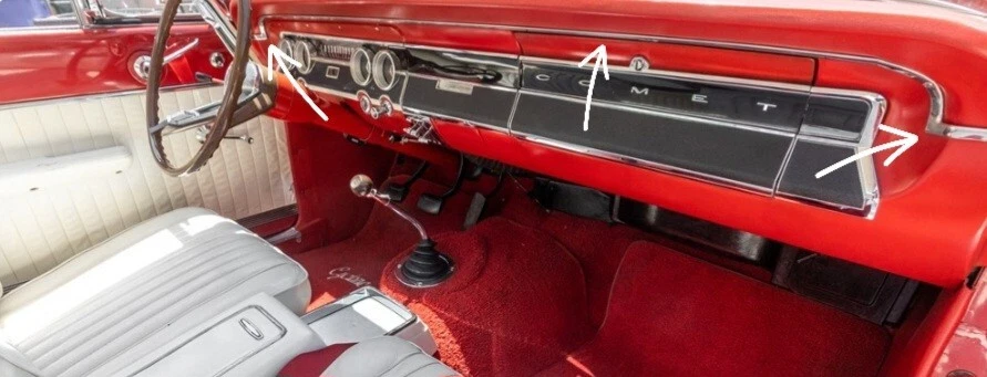 1964 Mercury Comet приборной панели отделки Caliente Cyclone 404-202 кабриолет - Изображение 1 из 4