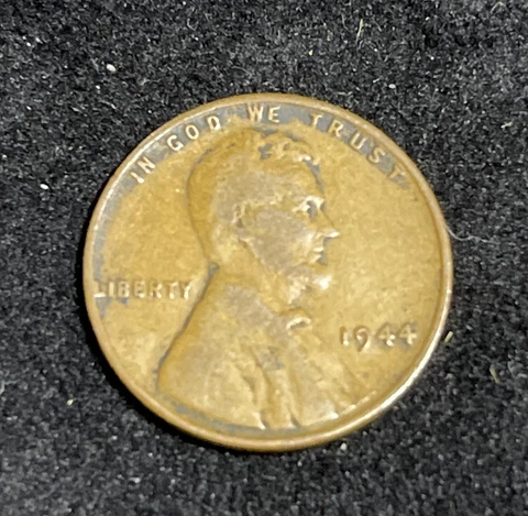 1944 Lincoln Wheat Penny No Mint Mark One Cent Coin Rim Error “L” In Liberty Cover
