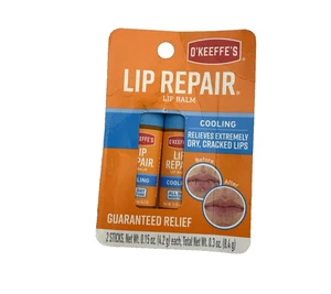 O'Keeffe's Cooling Relief Lip Repair Lippenbalsam für trockene, rissige Lippen, Stick, Twin - Bild 1 von 2