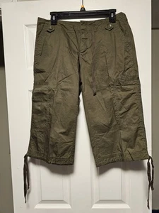 Calvin Klein Cargo Cropped Damenhose - moosgrün, Größe 6 neu mit Etikett - Bild 1 von 5