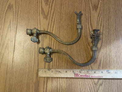 2 Antique Victorian Gas Brass Light Fixture Wall Sconce set - Image 1 of 4