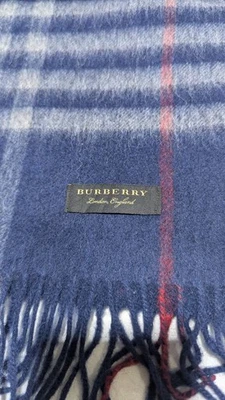 burberry cashmere navy blue nova check scarf - Image 1 of 4