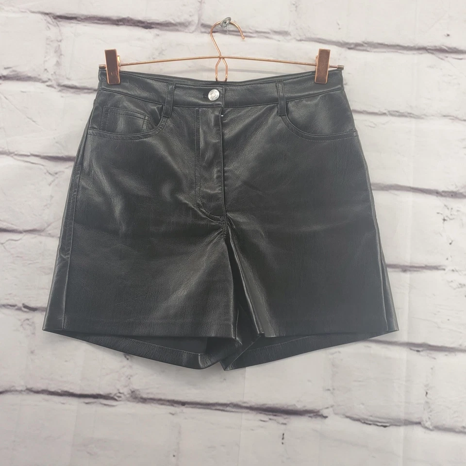 Wilfred Shorts Womens 4 Black Faux Leather Zip Fly 5-Pocket Lined Aritzia Vegan - Image 1 of 4
