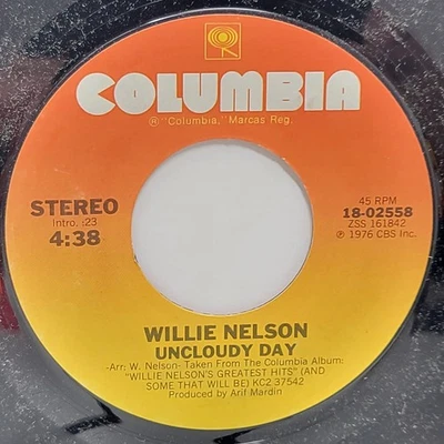 Willie Nelson Uncloudy Day / Heartaches 7" 45rpm M- Vinyl 80's Record 45 - Image 1 of 2