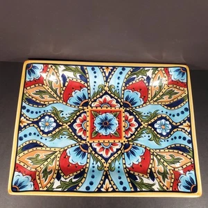 TABLETOPS UNLIMITED La Barca Espana 16" x 12" Rectangle Serving Platter Paisley - Picture 1 of 9