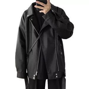Men's Black Sheepskin Leather Jacket Oversized Loose Baggy Fashion Trendy Coat - Picture 1 of 9