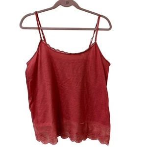 American Eagle Women Sz Large Pink Lace Cami Tank Top Y2K Preppy Fairy Coquette - Picture 1 of 6