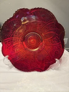 Indiana Glass Heirloom Red Carnival Serving Platter - Picture 1 of 7