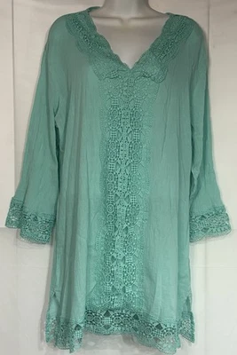 Isaac Mizrahi Daisy 游泳罩女式大号海滩夏季 3/4 袖 — 第 1/4 张图片