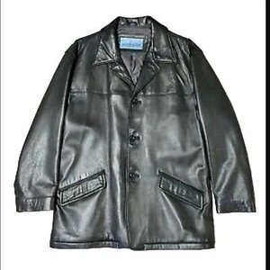 Kenneth Cole Reaction Butter Soft Classic Black Leather Men Coat Jacket Size M - Picture 1 of 15