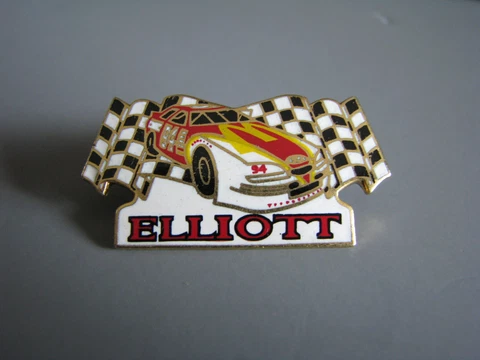 BILL ELLIOTT #94 McDONALDS CHECKER FLAGS WHITE FENDER NASCAR RACING HAT PIN Cover
