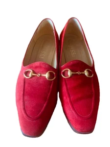 Gucci Damen Halbschuhe Horsebit Wildleder Rot EU38 Gebraucht - Bild 1 von 9