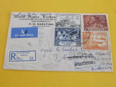 1949 Registered Karatina Cover Kenya Tanganyika Uganda Stamps Africa Cover Aust Foto 1 de 2
