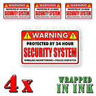 Video Surveillance Security Stickers Warning 24 hour RED REC. Decal 4 PACK