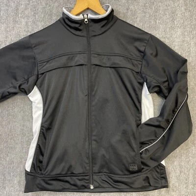 Wilson Jacket Womens Medium Black Windbreaker Athletic Pockets Full Zip - Image 1 of 4