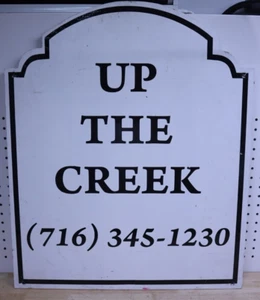 Vintage Original Hand Painted Store Sign - Up The Creek - White Tombstone Style - Picture 1 of 6