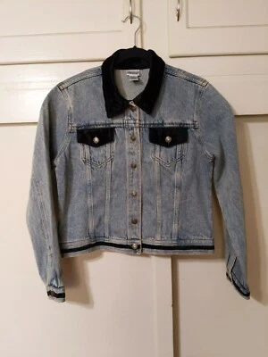 Chaqueta de Camionero Denim Jeanology Newport News Años 90 De Colección con Borde de Terciopelo Negro Talla 12 Foto 1 de 4