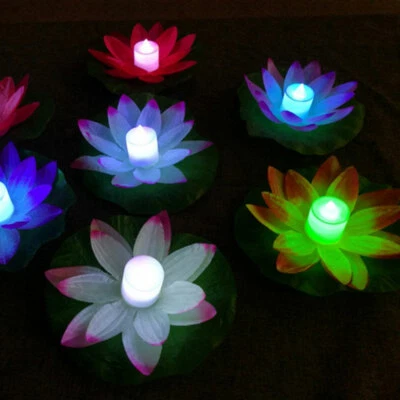 Floating Lotus Light Pool Outdoor Water Flower LED Lamp Lights Electronic Candle - Image 1 of 4