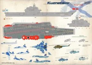 Calcomanía impresa escala 700-001 para avión 1:700 calcomanías de tobogán acuático Kuznetsov - Imagen 1 de 12