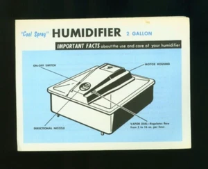"Cool Spray" Humidifier 2 Gallon Use & Care Brochure - Picture 1 of 5